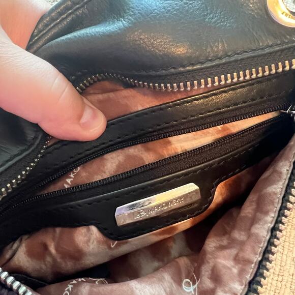 B. Makowsky Black Leather Handbag Shoulder or Crossbody...